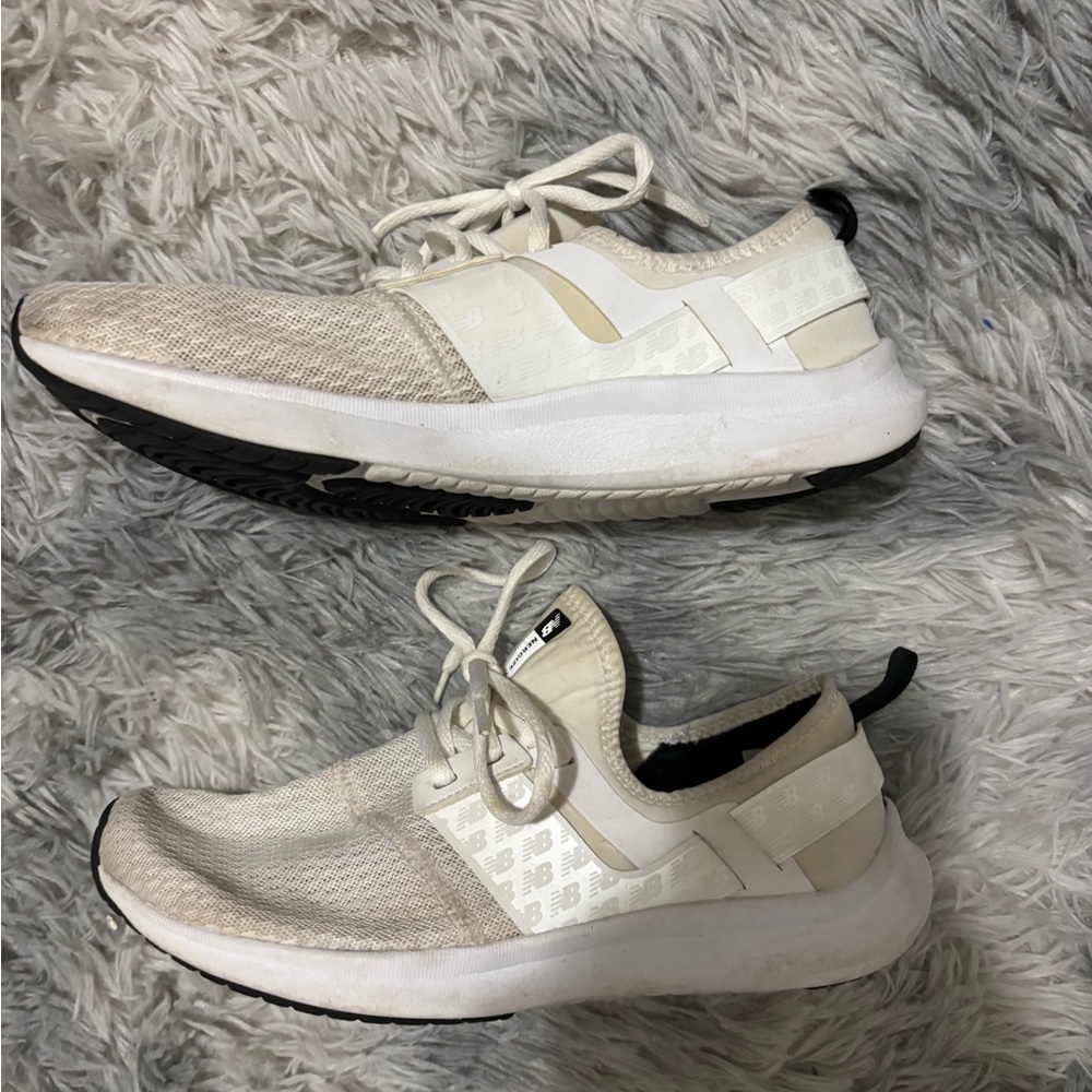 New Balance Cream/Black Slip-On Knit Sneakers